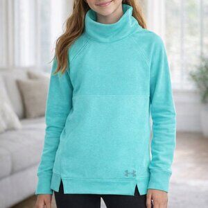 Under Armour Girls Mock Neck Aqua Blue Pullover Sweatshirt XL